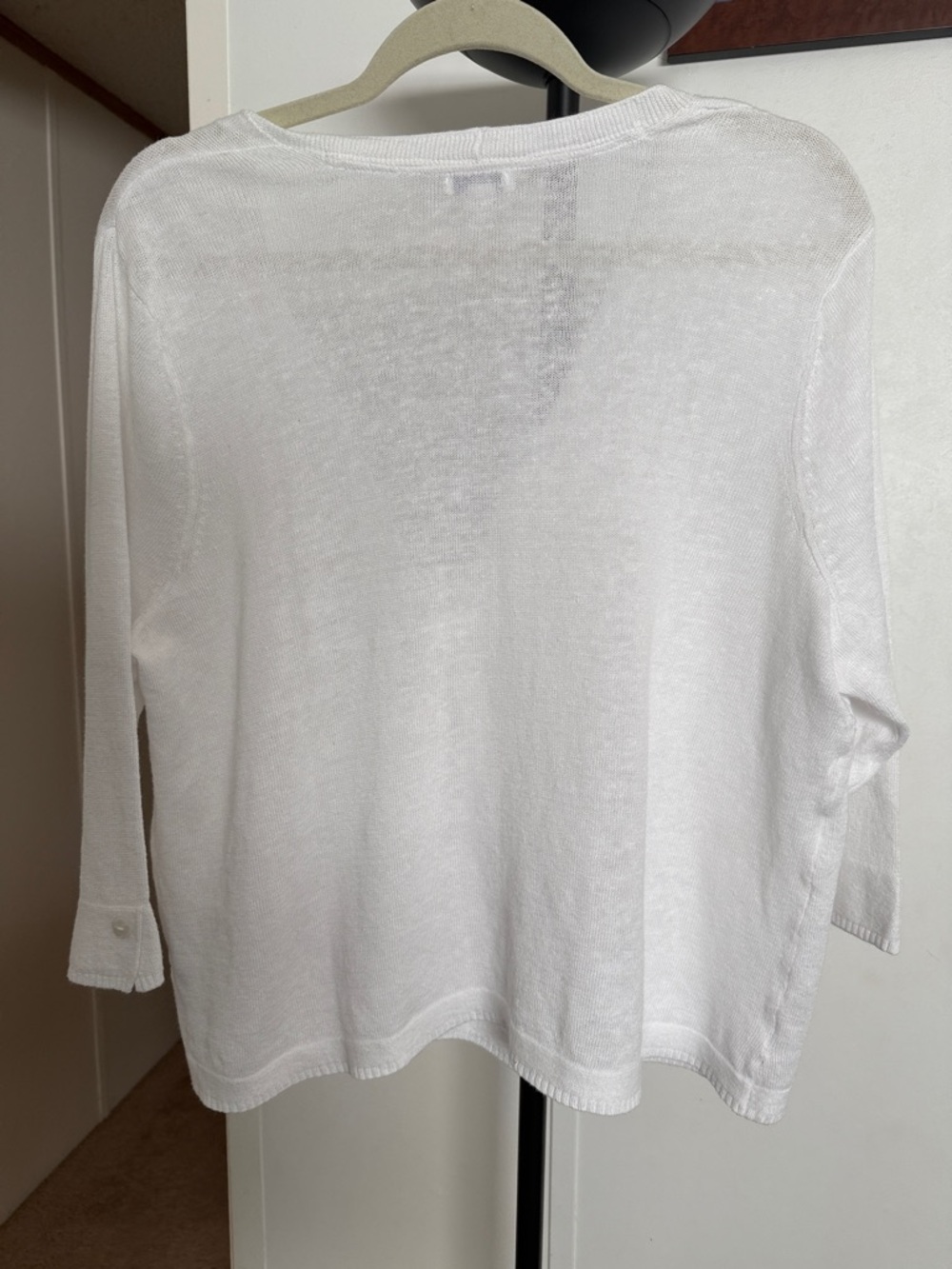J. Jill White Lightweight V-Neck Button Cardigan - Picture 4 of 7